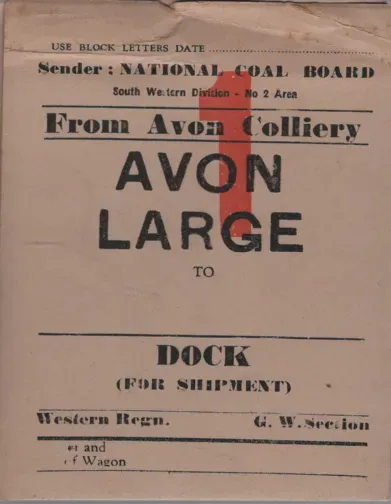 NCB Wagon Label - Avon Colliery